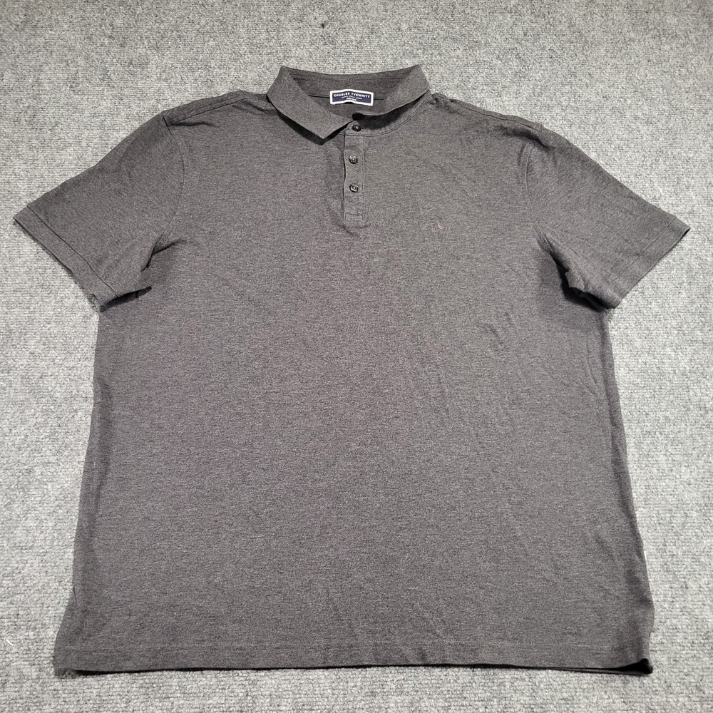 Charles Tyrwhitt Charcoal Gray Embroidered Lapwing Cotton Polo Shirt Men's Sz XL